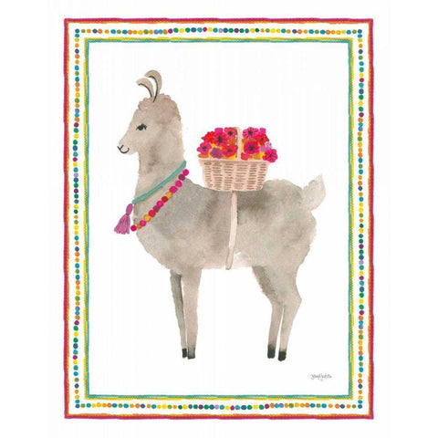 La La Llama II White Modern Wood Framed Art Print by Jackson, Jenaya