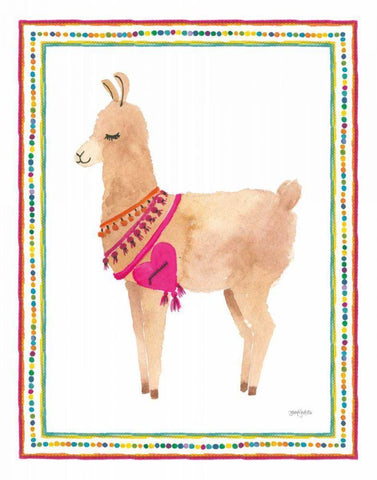 La La Llama IV Black Ornate Wood Framed Art Print with Double Matting by Jackson, Jenaya