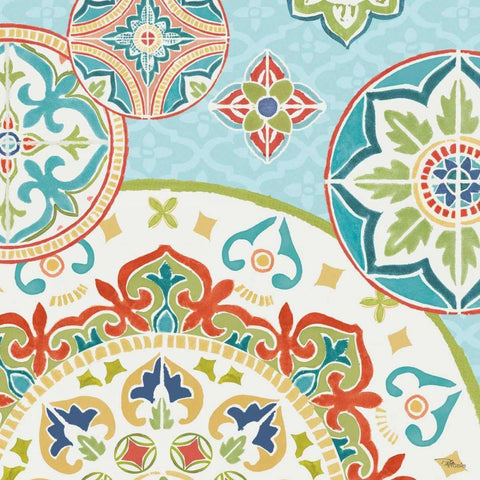 Colorful Journey III White Modern Wood Framed Art Print with Double Matting by Pela Studio