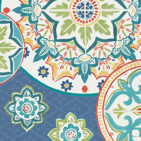 Colorful Journey II Blue Black Ornate Wood Framed Art Print with Double Matting by Pela Studio