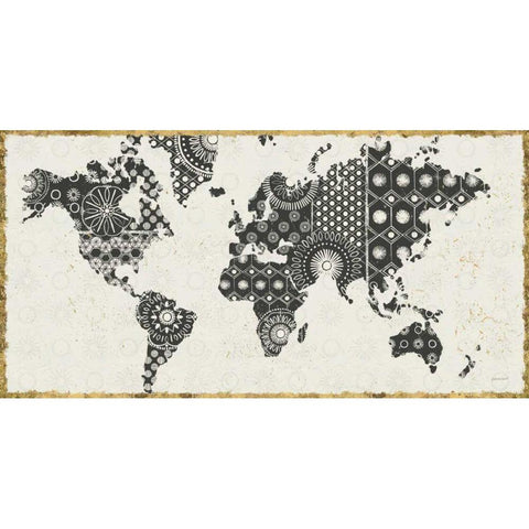 Kami Map Gold Ornate Wood Framed Art Print with Double Matting by Lovell, Kathrine