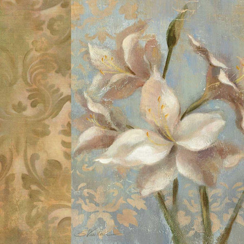 Amaryllis on Soft Blue  WAG Gold Ornate Wood Framed Art Print with Double Matting by Vassileva, Silvia