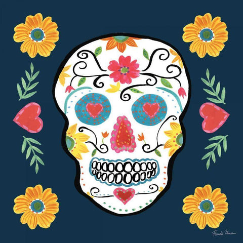 Day of the Dead IV White Modern Wood Framed Art Print with Double Matting by Zaman, Farida