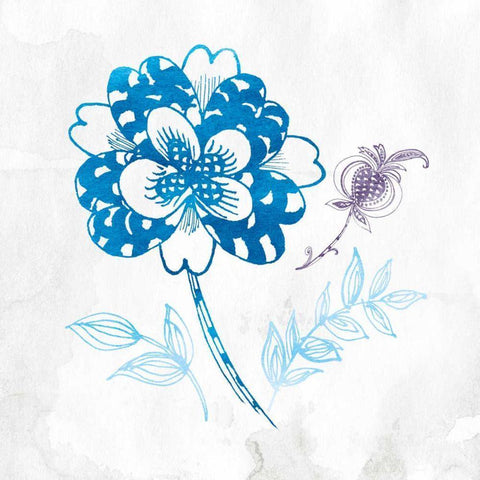 Eastern Boho III Peacock Blue Black Modern Wood Framed Art Print by Wild Apple Portfolio