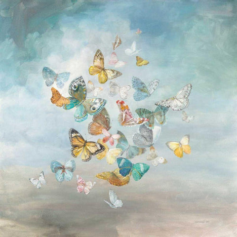 Beautiful Butterflies White Modern Wood Framed Art Print by Nai, Danhui
