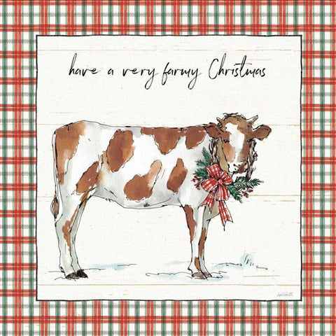 Holiday on the Farm III Plaid White Modern Wood Framed Art Print with Double Matting by Tavoletti, Anne