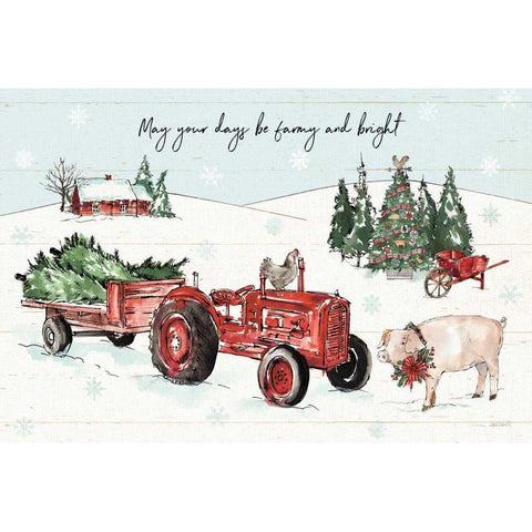 Holiday on the Farm I Farmy and Bright Gold Ornate Wood Framed Art Print with Double Matting by Tavoletti, Anne