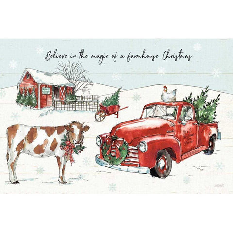 Holiday on the Farm II Believe Gold Ornate Wood Framed Art Print with Double Matting by Tavoletti, Anne