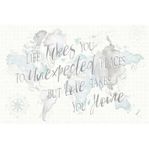 Wonderful World I Mint Unexpected Places Black Modern Wood Framed Art Print by Marshall, Laura