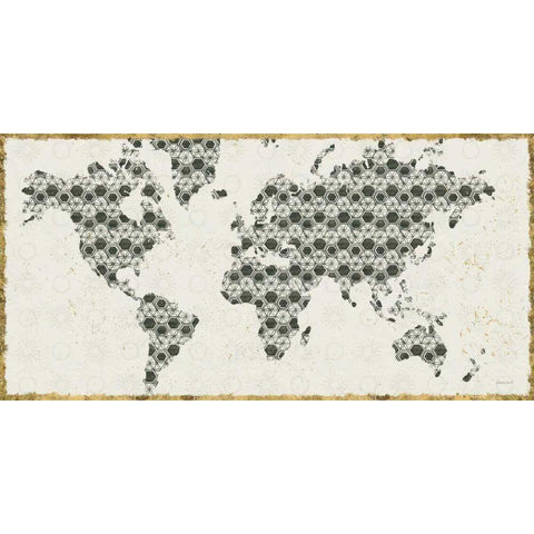 Kami Map v2 Gold Ornate Wood Framed Art Print with Double Matting by Lovell, Kathrine