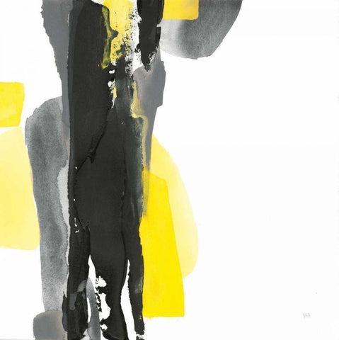 Black and Yellow II v2 White Modern Wood Framed Art Print with Double Matting by Paschke, Chris