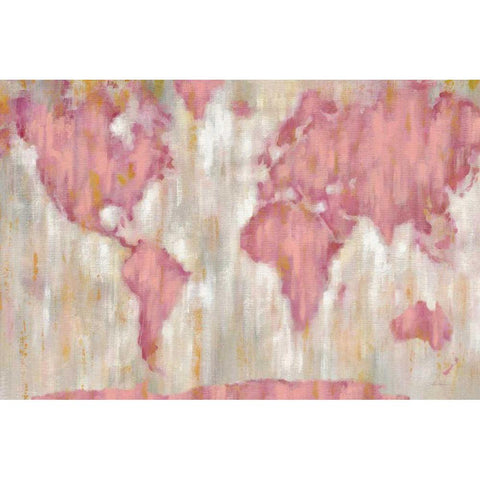 Blushing World Map v2 Crop White Modern Wood Framed Art Print by Vassileva, Silvia