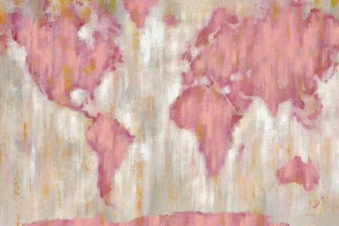 Blushing World Map v2 Crop White Modern Wood Framed Art Print with Double Matting by Vassileva, Silvia