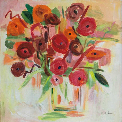 Poppy Burst White Modern Wood Framed Art Print with Double Matting by Zaman, Farida