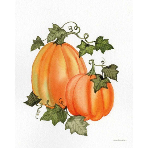 Pumpkin and Vines I White Modern Wood Framed Art Print by McKenna, Kathleen Parr