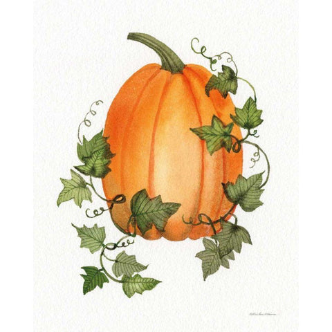 Pumpkin and Vines IV White Modern Wood Framed Art Print by McKenna, Kathleen Parr