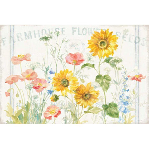 Floursack Florals I Gold Ornate Wood Framed Art Print with Double Matting by Nai, Danhui