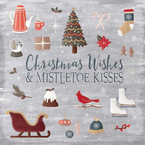 Christmas Cheer I White Modern Wood Framed Art Print by Marshall, Laura