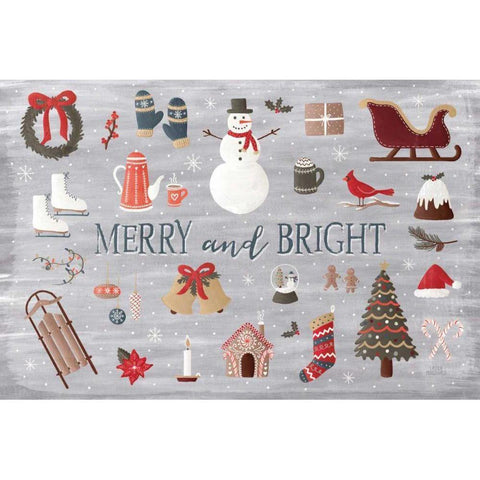 Christmas Cheer III Gold Ornate Wood Framed Art Print with Double Matting by Marshall, Laura