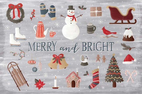 Christmas Cheer III Black Ornate Wood Framed Art Print with Double Matting by Marshall, Laura