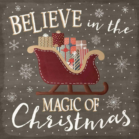 Christmas Cheer V Gold Ornate Wood Framed Art Print with Double Matting by Marshall, Laura