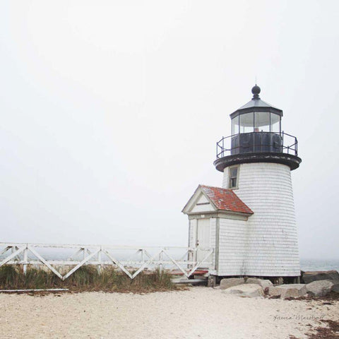 Brant Point Light Black Modern Wood Framed Art Print with Double Matting by Marshall, Laura