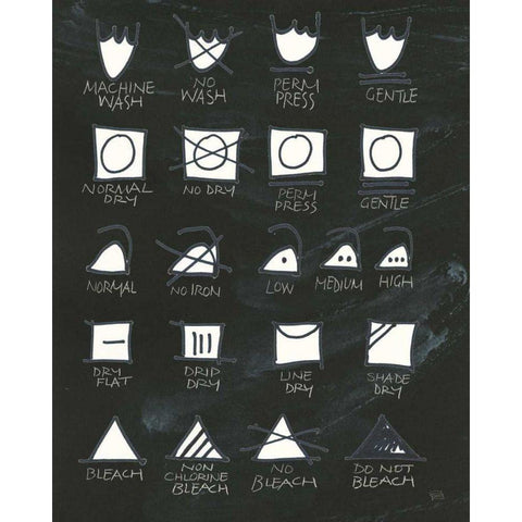Laundry Room Icons Black Modern Wood Framed Art Print with Double Matting by Paschke, Chris
