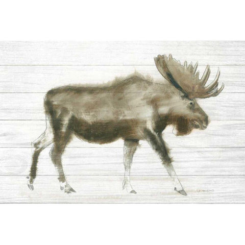 Dark Moose on Wood Crop Gold Ornate Wood Framed Art Print with Double Matting by Wiens, James