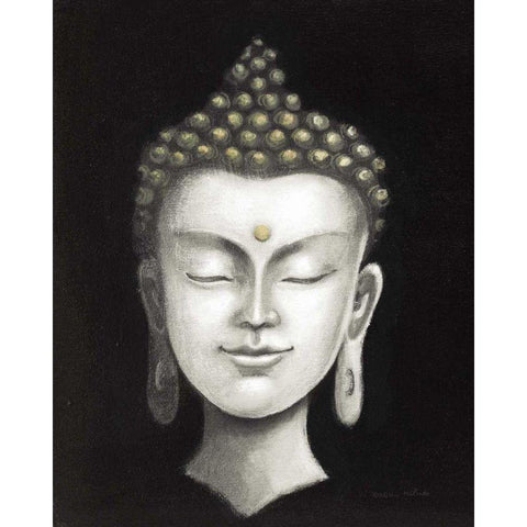 Serene Buddha I White Gold Gold Ornate Wood Framed Art Print with Double Matting by McBride, Naomi