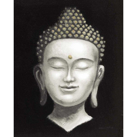 Serene Buddha II White Gold Black Modern Wood Framed Art Print with Double Matting by McBride, Naomi