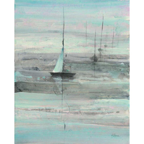 Ice Sailing Black Modern Wood Framed Art Print by Hristova, Albena
