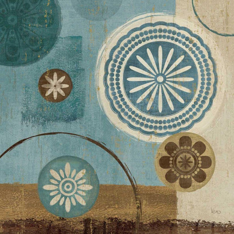 New Generation Blue III Black Modern Wood Framed Art Print with Double Matting by Charron, Veronique