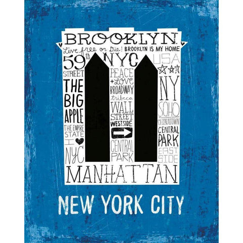 Iconic NYC V Black Modern Wood Framed Art Print with Double Matting by Mullan, Michael