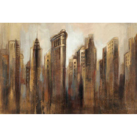 Flatiron Skyline Black Modern Wood Framed Art Print with Double Matting by Vassileva, Silvia