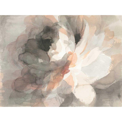 Abstract Peony White Modern Wood Framed Art Print by Nai, Danhui