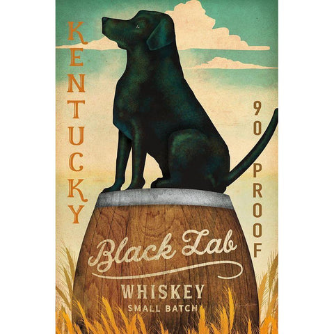 Black Lab Whiskey Kentucky Crop Black Modern Wood Framed Art Print with Double Matting by Fowler, Ryan