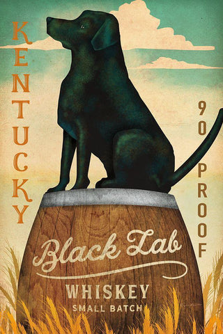 Black Lab Whiskey Kentucky Crop White Modern Wood Framed Art Print with Double Matting by Fowler, Ryan