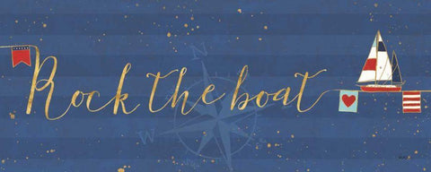 Underlined Nautical VII Black Ornate Wood Framed Art Print with Double Matting by Charron, Veronique