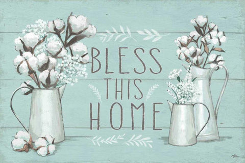 Blessed I Mint White Modern Wood Framed Art Print with Double Matting by Penner, Janelle