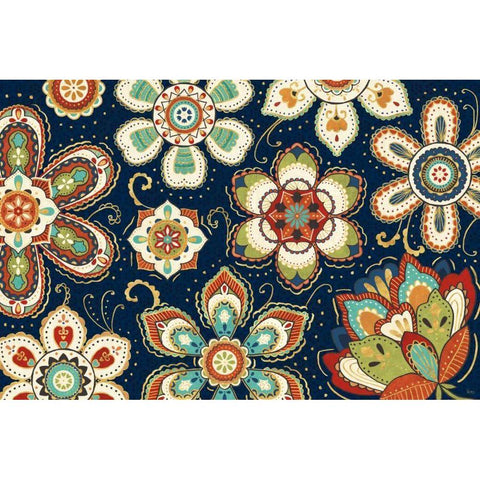 La Vida Loca I Blue Gold Ornate Wood Framed Art Print with Double Matting by Charron, Veronique