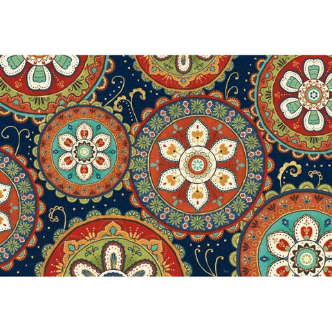 La Vida Loca IX Blue Gold Ornate Wood Framed Art Print with Double Matting by Charron, Veronique