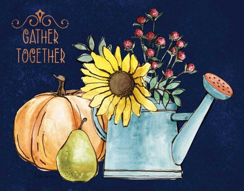 October Garden I Blue Black Ornate Wood Framed Art Print with Double Matting by Grove, Beth