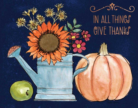 October Garden II Blue Black Ornate Wood Framed Art Print with Double Matting by Grove, Beth