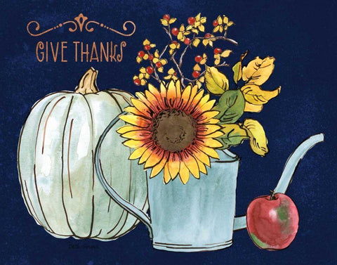 October Garden III Blue Black Ornate Wood Framed Art Print with Double Matting by Grove, Beth