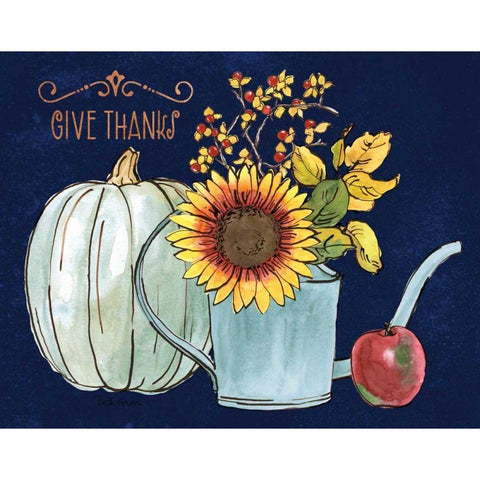 October Garden III Blue Black Modern Wood Framed Art Print by Grove, Beth