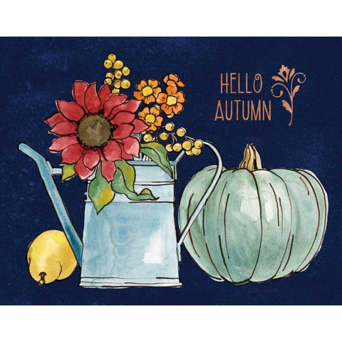 October Garden IV Blue Black Modern Wood Framed Art Print by Grove, Beth