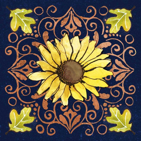 October Garden V Blue Black Ornate Wood Framed Art Print with Double Matting by Grove, Beth