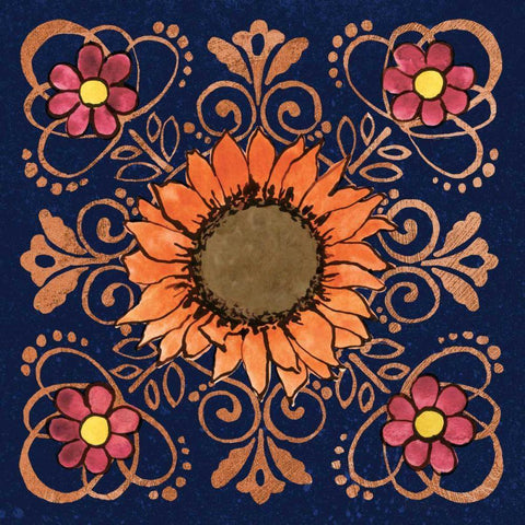 October Garden VI Blue White Modern Wood Framed Art Print with Double Matting by Grove, Beth