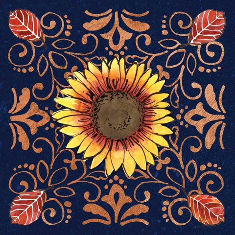 October Garden VII Blue White Modern Wood Framed Art Print with Double Matting by Grove, Beth