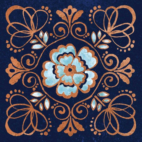 October Garden X Blue Gold Ornate Wood Framed Art Print with Double Matting by Grove, Beth